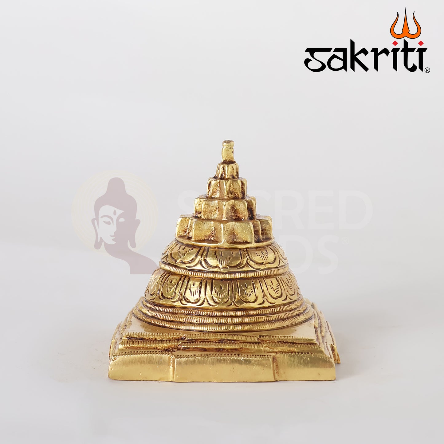 Brass Maha Meru / Pyramid Sri Yantra – 3 Inch Height | Silver Polish | Sacred Geometry Tool for Vastu & Meditation