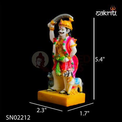 Marble Dust Madurai Veeran Idol – 5.4 Inch Warrior Deity Statue for Home & Temple Use