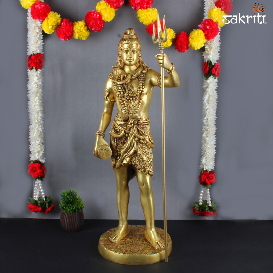 BRASS STANDING SHIVAN WITH TIRISULAM – Sacred Needs