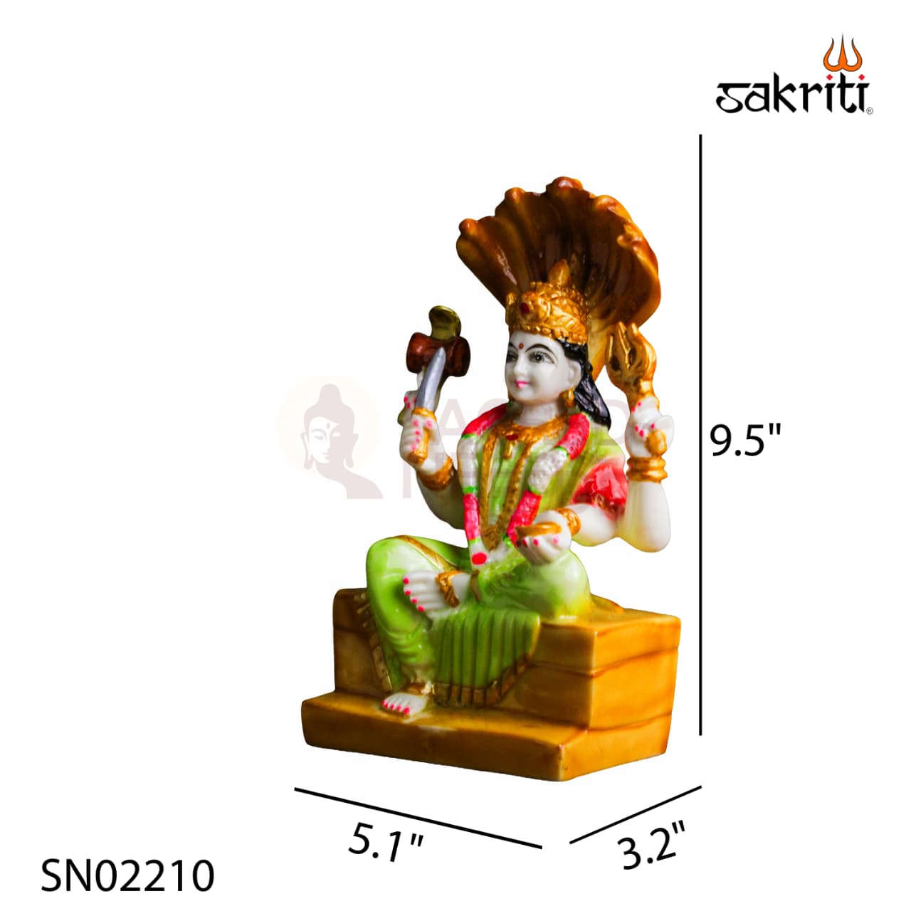 Marble Dust Karumari Amman Idol – 9.5 Inch Powerful Goddess Statue for Pooja Room