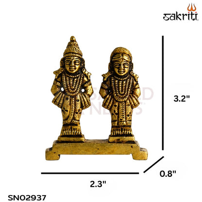 Brass Vitthal Rukmini Idol Set – 3.2 Inch (8.1 cm) Height | Lord Vitthal Rukmini Statue for Pooja Room & Home Temple