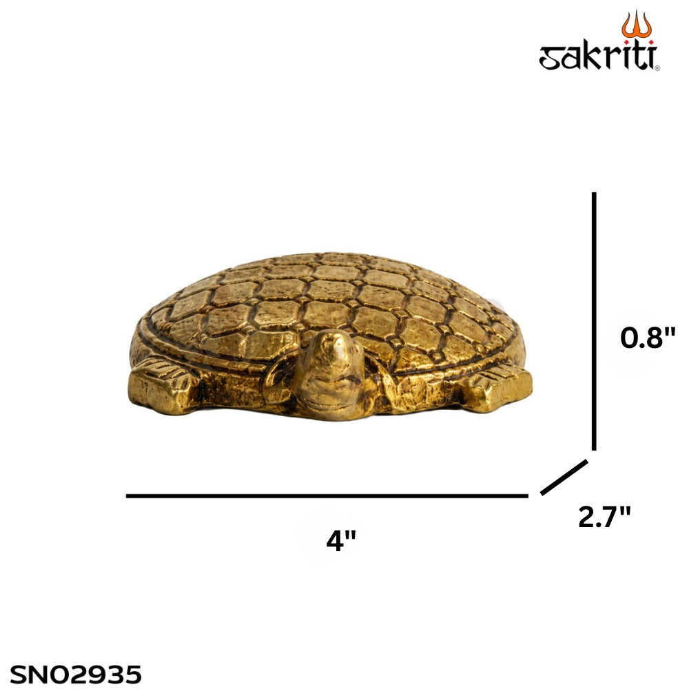 Brass Big Tortoise Statue – 0.8 Inch (2 cm) Height | Traditional Brass Tortoise Idol for Vastu, Home Décor & Pooja Room