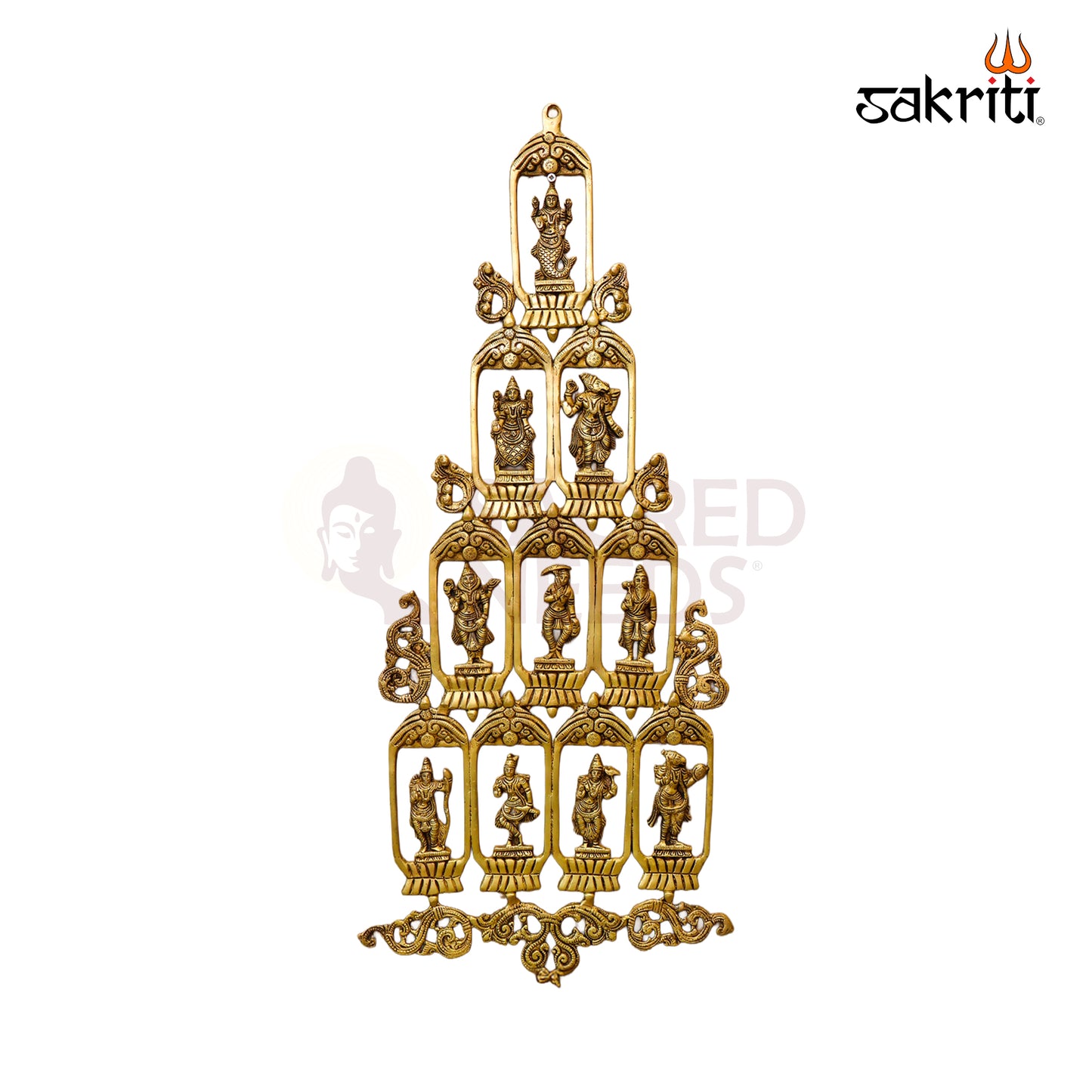 Brass Dasavatharam Frame – 30 Inch Traditional Wall Hanging for Home Temple & Pooja Room Décor