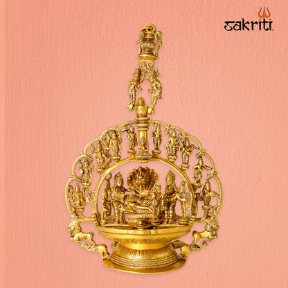 Brass Dasavatharam Hanging Vilakku – 51 Inch Traditional Brass Oil Lamp for Pooja Room and Home Temple Decor