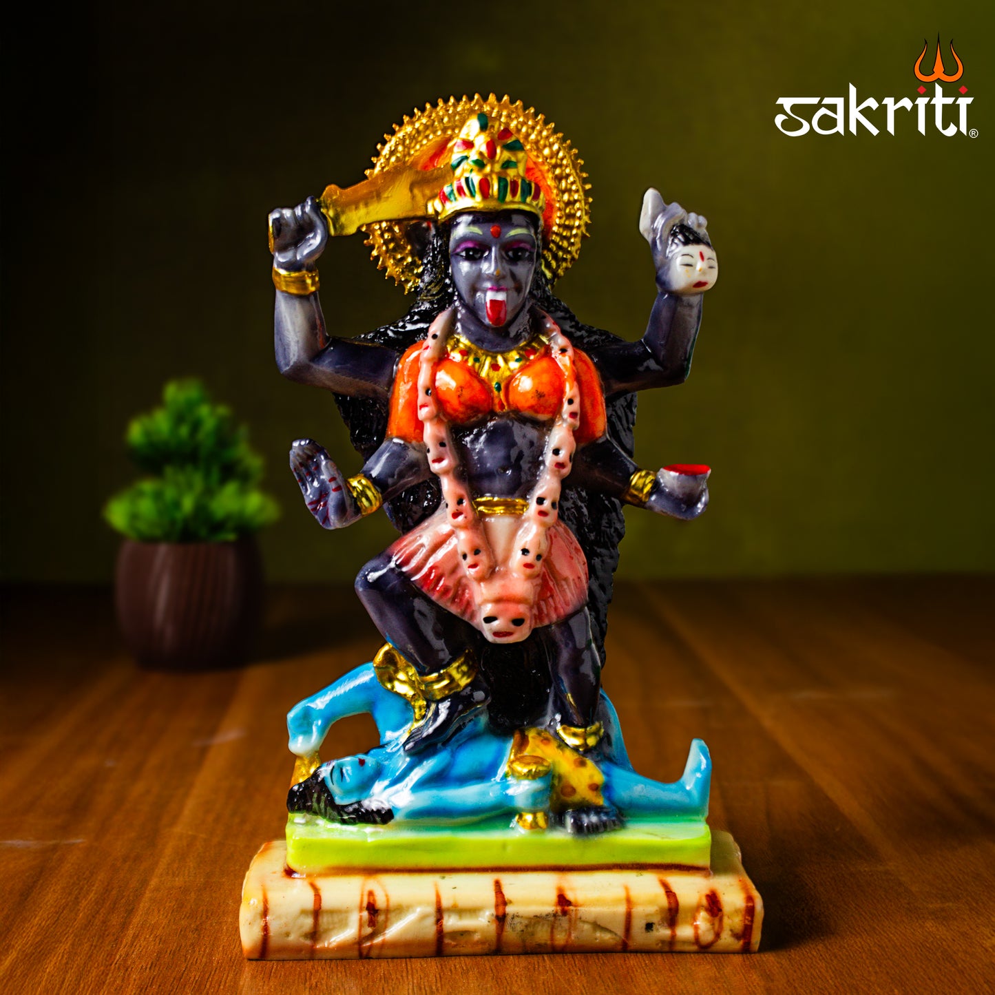 Marble Dust Kali Mata Idol – 8.5 Inch Height | Temple & Home Pooja Room Decor