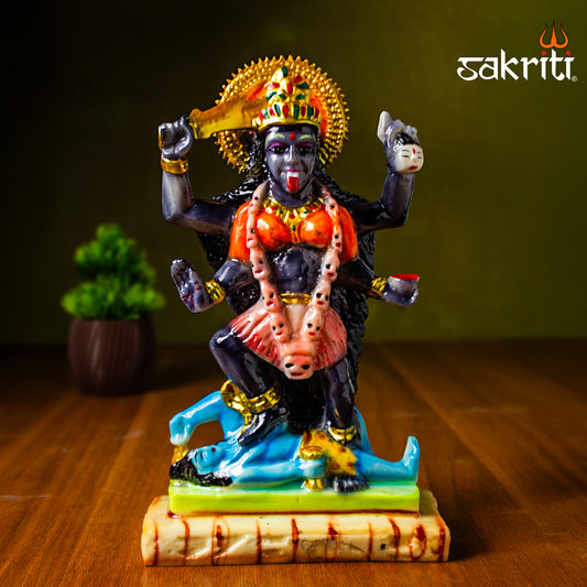 Marble Dust Kali Mata Idol – 8.5 Inch Height | Temple & Home Pooja Room Decor