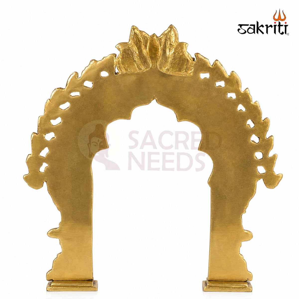 Brass Thiruvachi Decorative Arch with Yellow Antique Finish – 14.5 Inch Frame for Traditional Pooja Displays