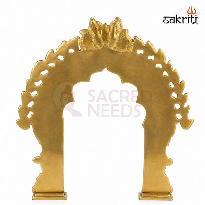 Brass Thiruvachi Decorative Arch with Yellow Antique Finish – 14.5 Inch Frame for Traditional Pooja Displays