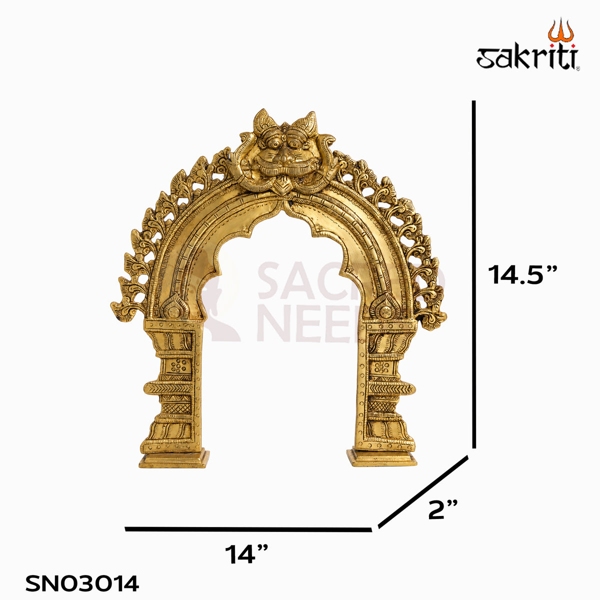Brass Thiruvachi Decorative Arch in yellow antique finish — dimensions