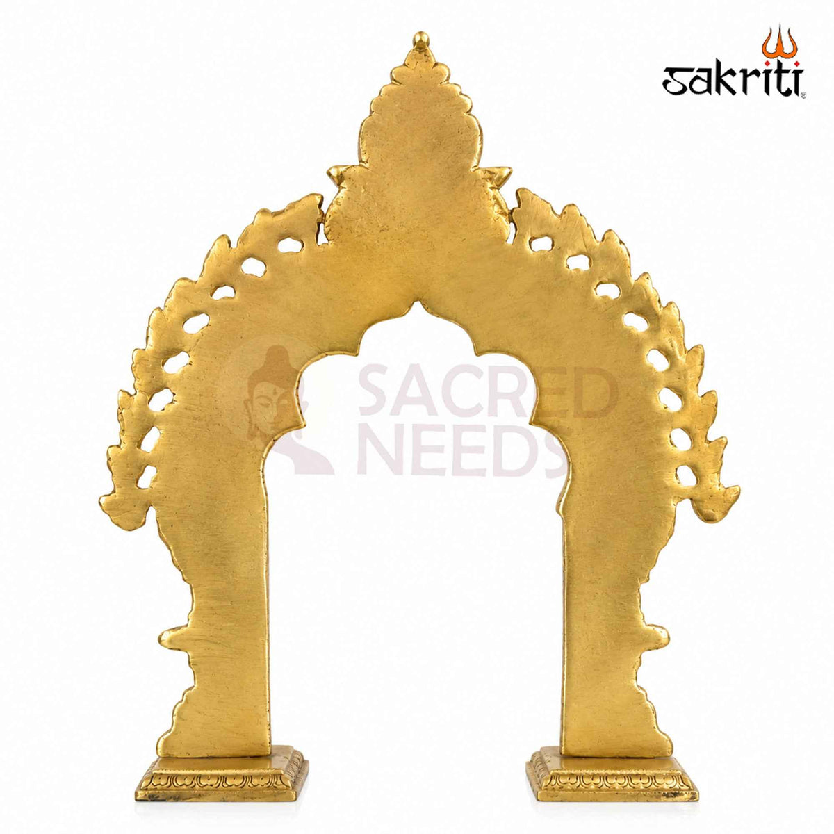 Brass Thiruvachi Decorative Arch with Yellow Antique Finish – 17 Inch Frame for Traditional Pooja Displays