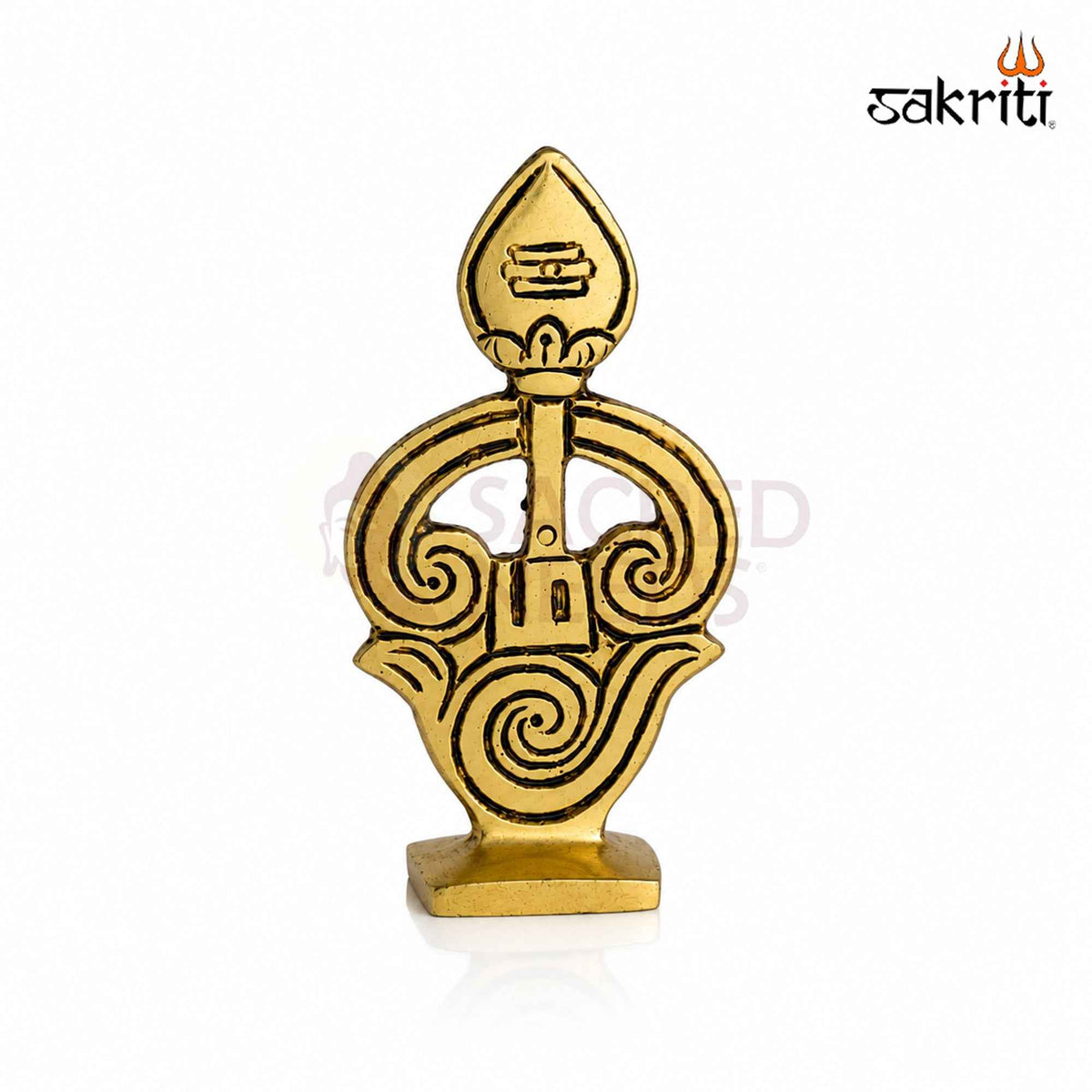 Brass Om Symbol Stand with Yellow Antique Finish – 3.4 Inch Devotional Accent for Home Temple and Pooja