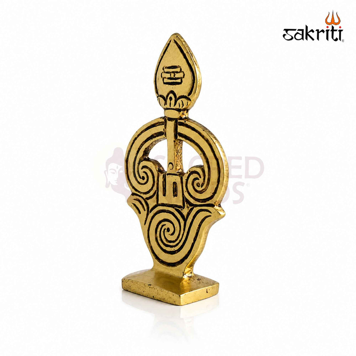 Brass Om Symbol Stand with Yellow Antique Finish – 3.4 Inch Devotional Accent for Home Temple and Pooja