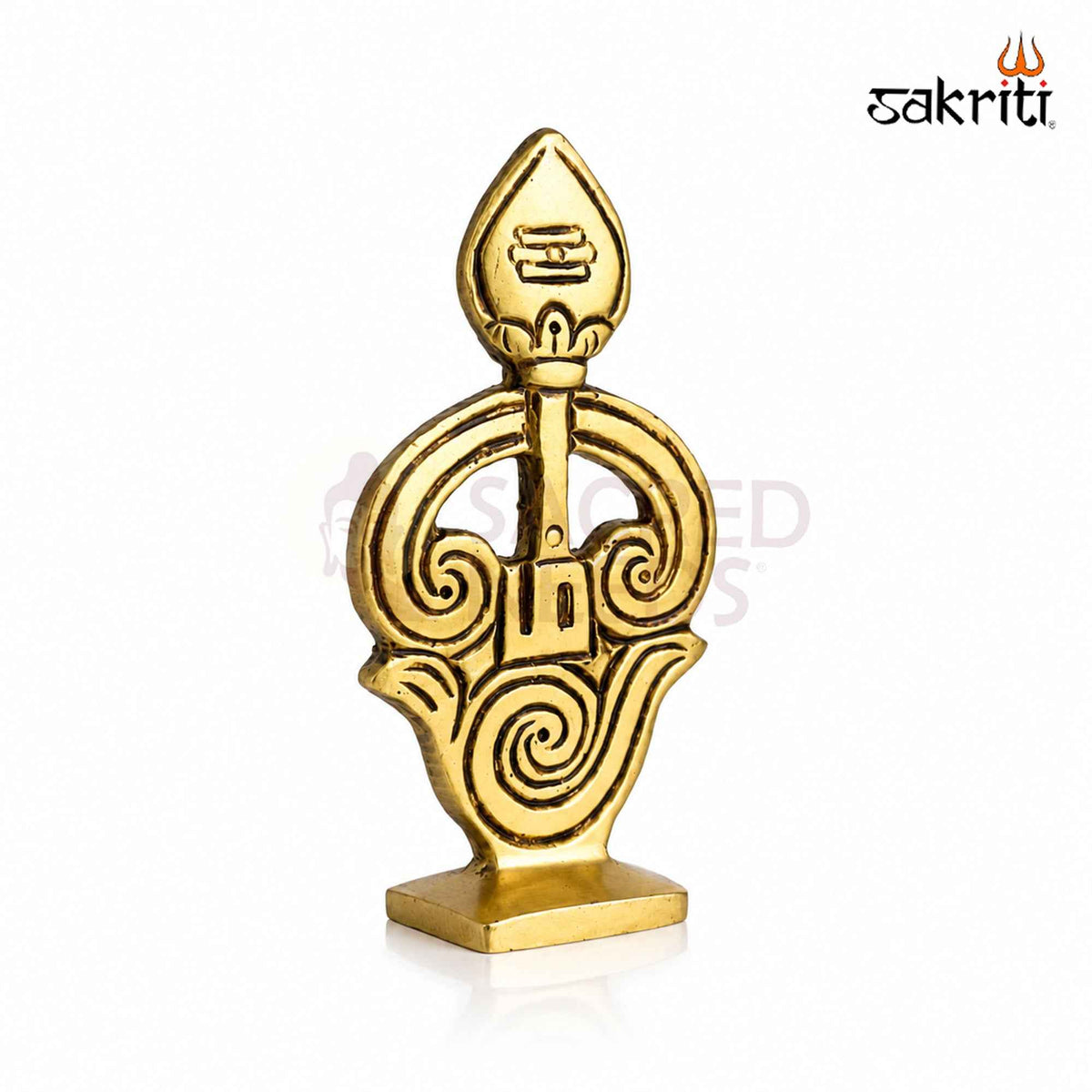 Brass Om Symbol Stand with Yellow Antique Finish – 3.4 Inch Devotional Accent for Home Temple and Pooja