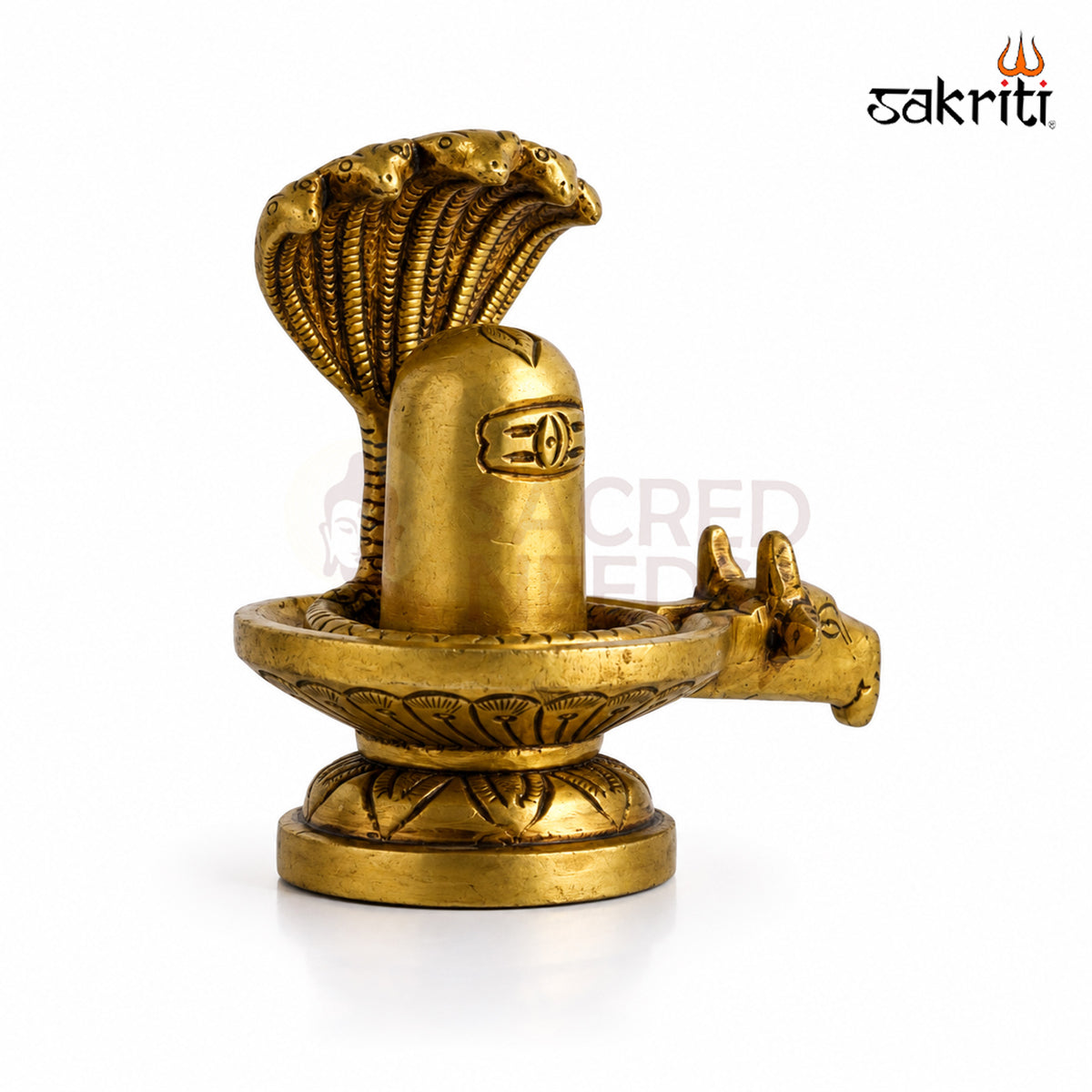 Brass Lingam with Snake in yellow antique finish