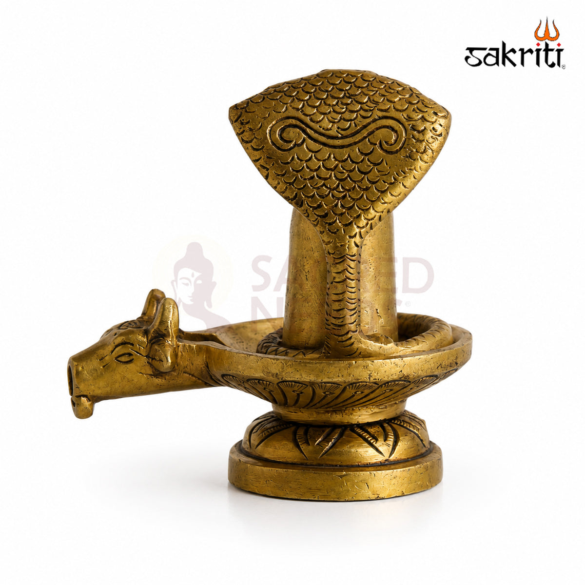 Brass Lingam with Snake in yellow antique finish