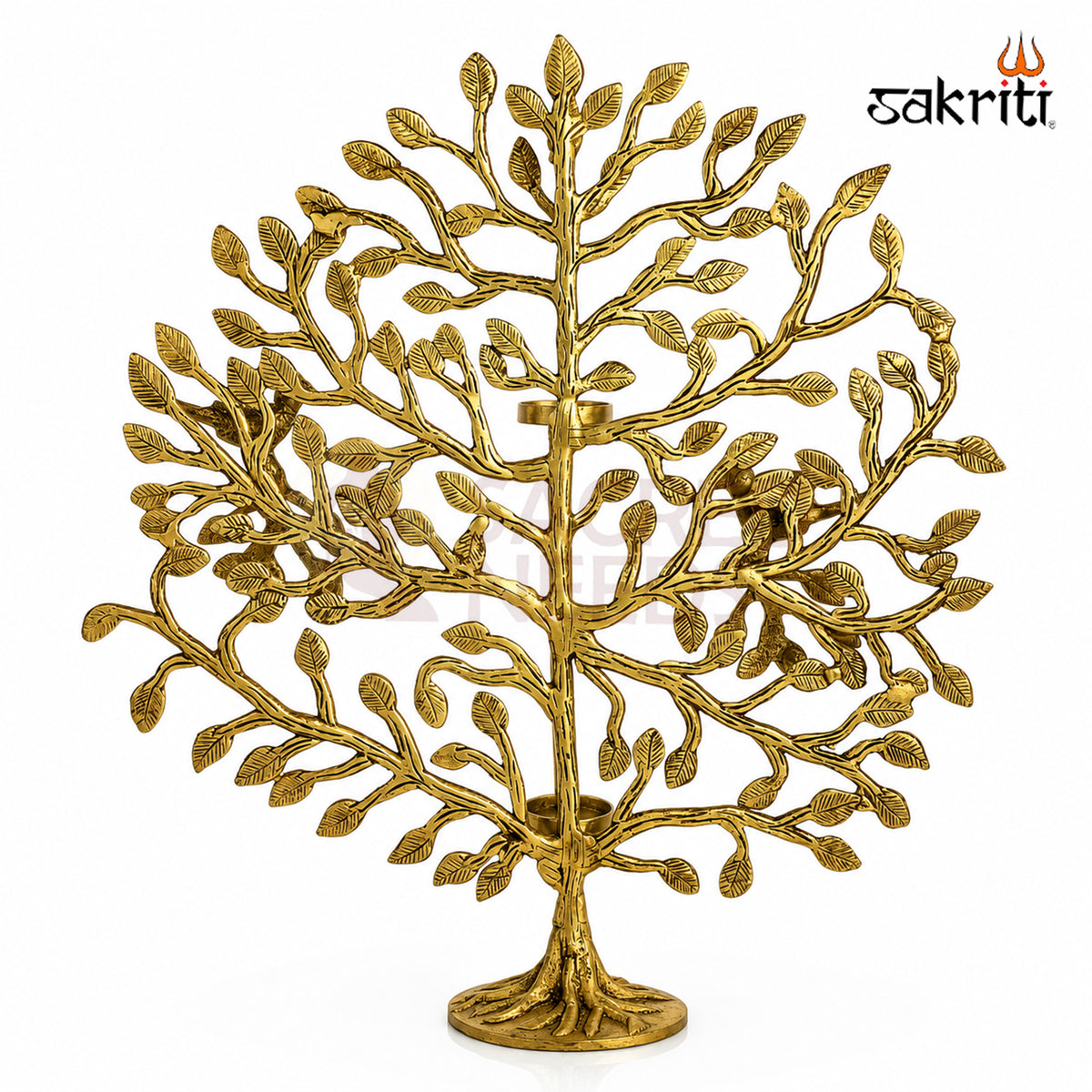Brass Tree with Birds and Holder in yellow antique finish