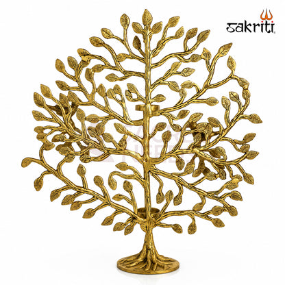 Brass Tree with Birds and Holder in yellow antique finish