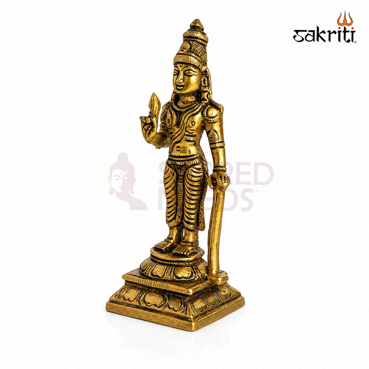 Brass Naalvar Idol Set with Yellow Antique Finish – 4 Inch Traditional Devotional Figures for Home Pooja