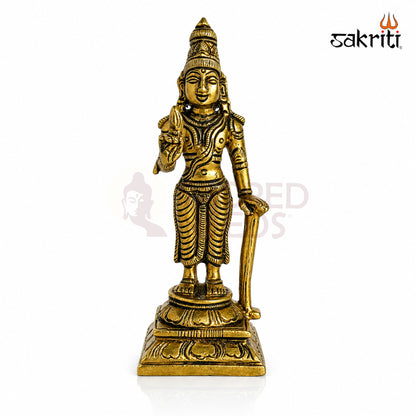 Brass Naalvar Idol Set in yellow antique finish