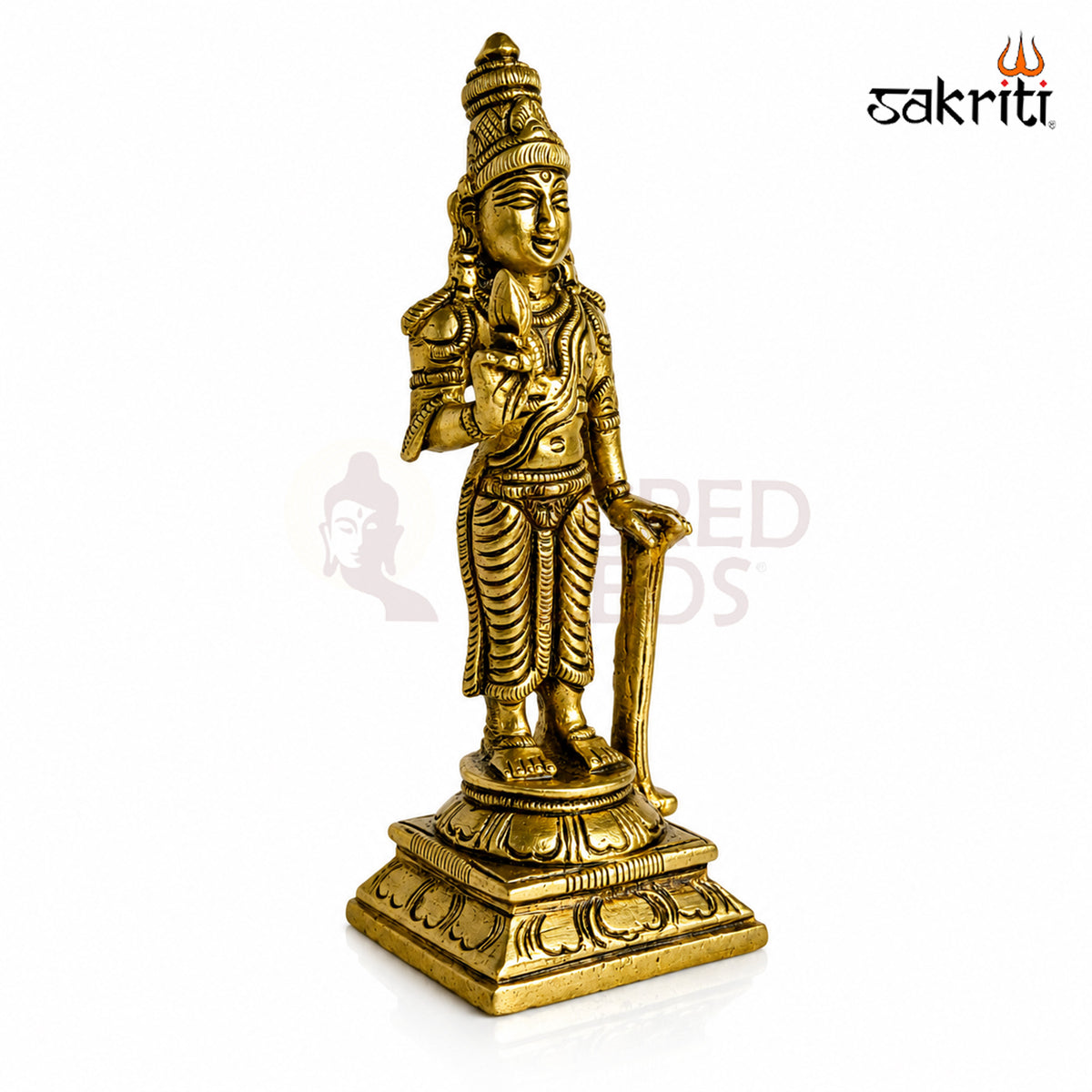 Brass Naalvar Idol Set in yellow antique finish