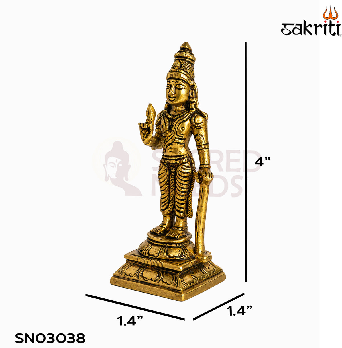 Brass Naalvar Idol Set in yellow antique finish — dimensions