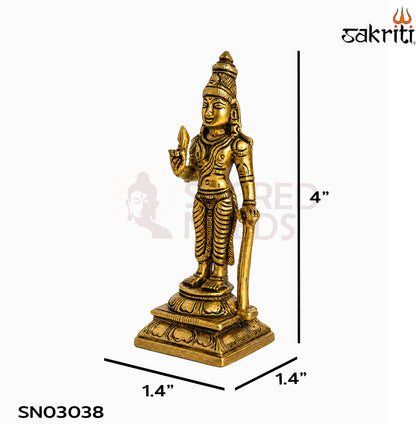 Brass Naalvar Idol Set in yellow antique finish — dimensions