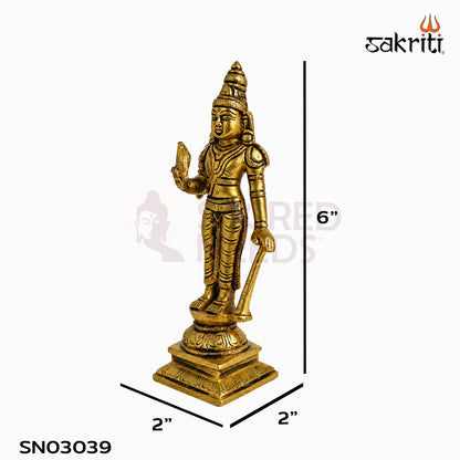 Brass Naalvar Idol Set in yellow antique finish — dimensions