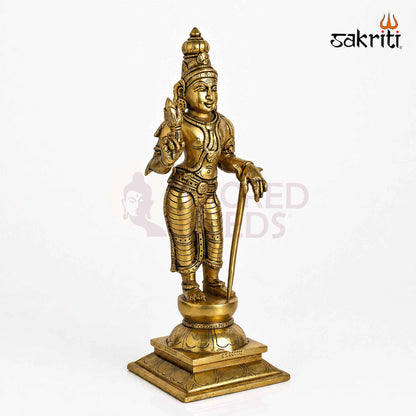 Brass Naalvar Idol Set with Yellow Antique Finish – 10 Inch Traditional Devotional Figures for Home Pooja