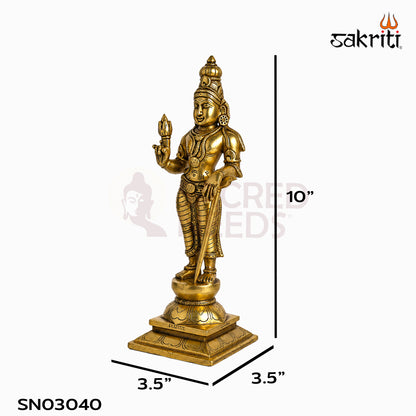 Brass Naalvar Idol Set in yellow antique finish — dimensions