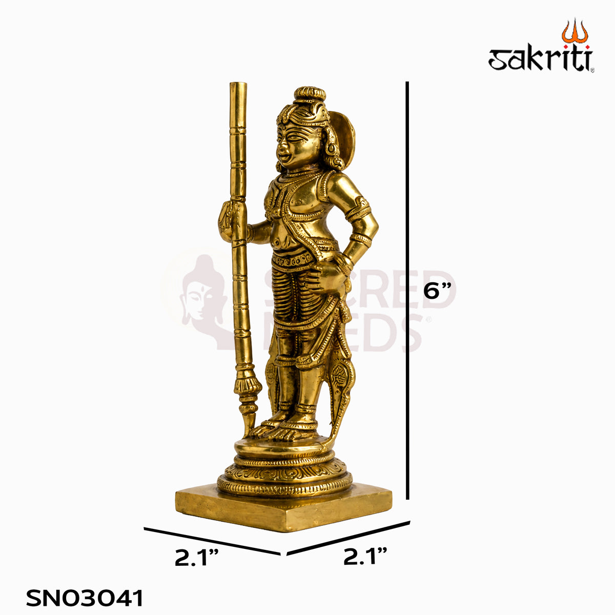 Brass Udupi Krishna Idol in yellow antique finish — dimensions