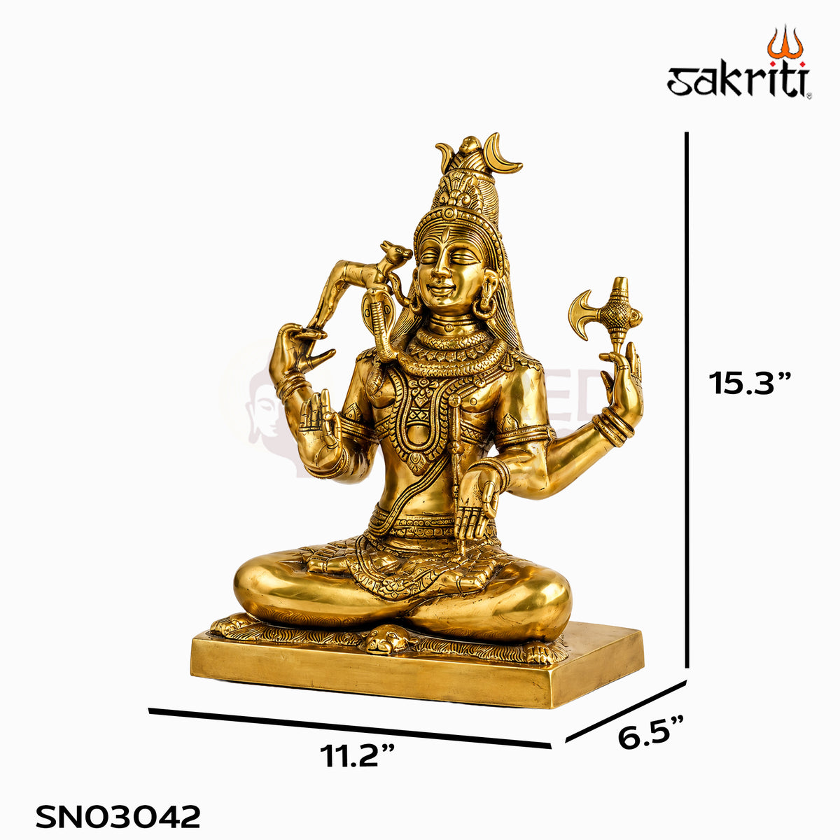 Brass Shiva Idol in yellow antique finish — dimensions