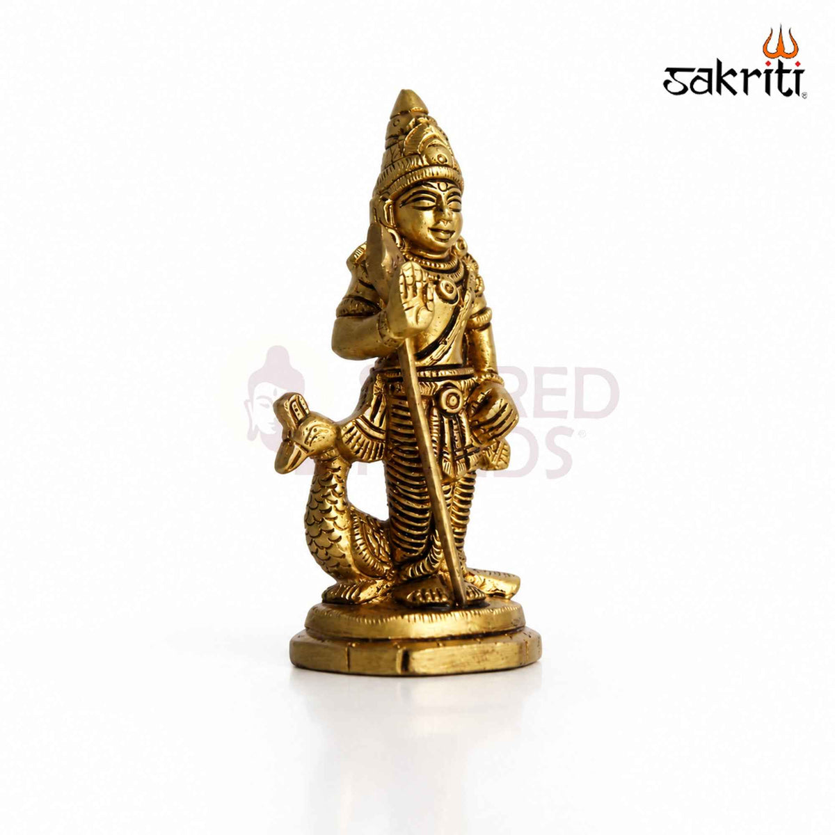 Brass Murugan Idol with Yellow Antique Finish – 4.3 Inch Devotional Statue for a Compact Home Pooja Space