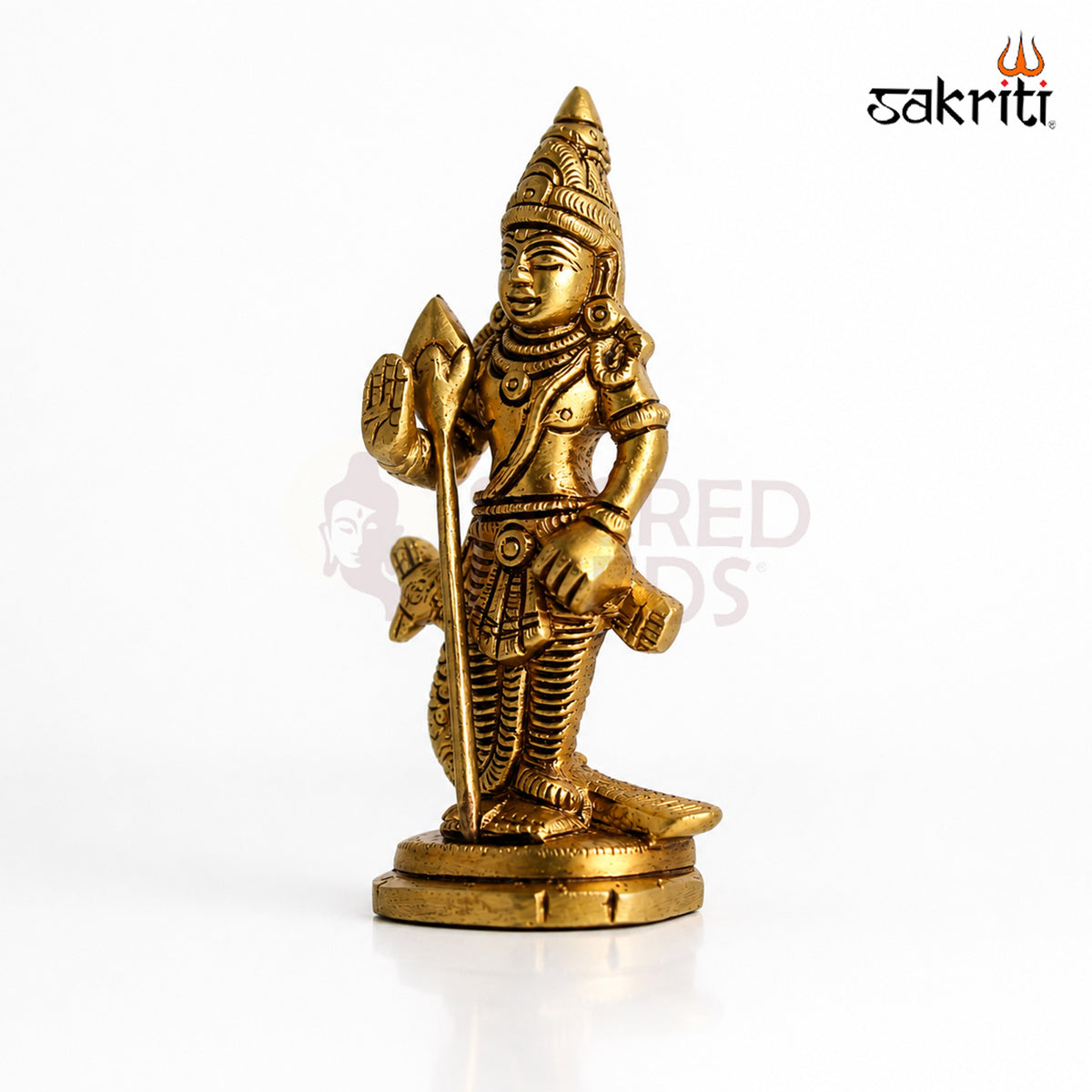 Brass Murugan Idol in yellow antique finish