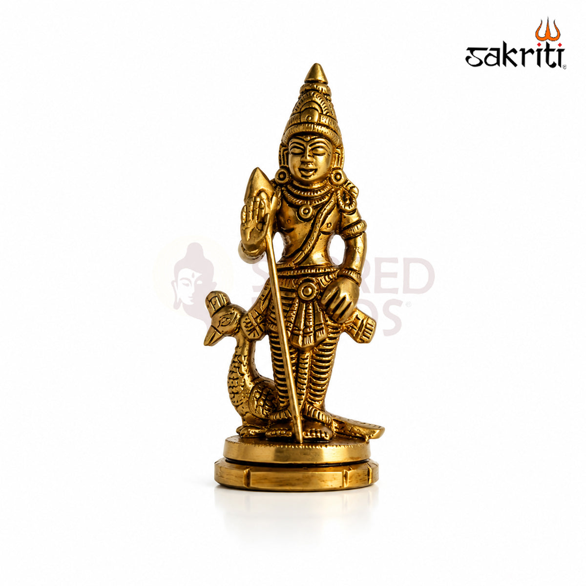 Brass Murugan Idol in yellow antique finish