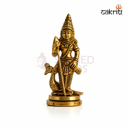 Brass Murugan Idol in yellow antique finish