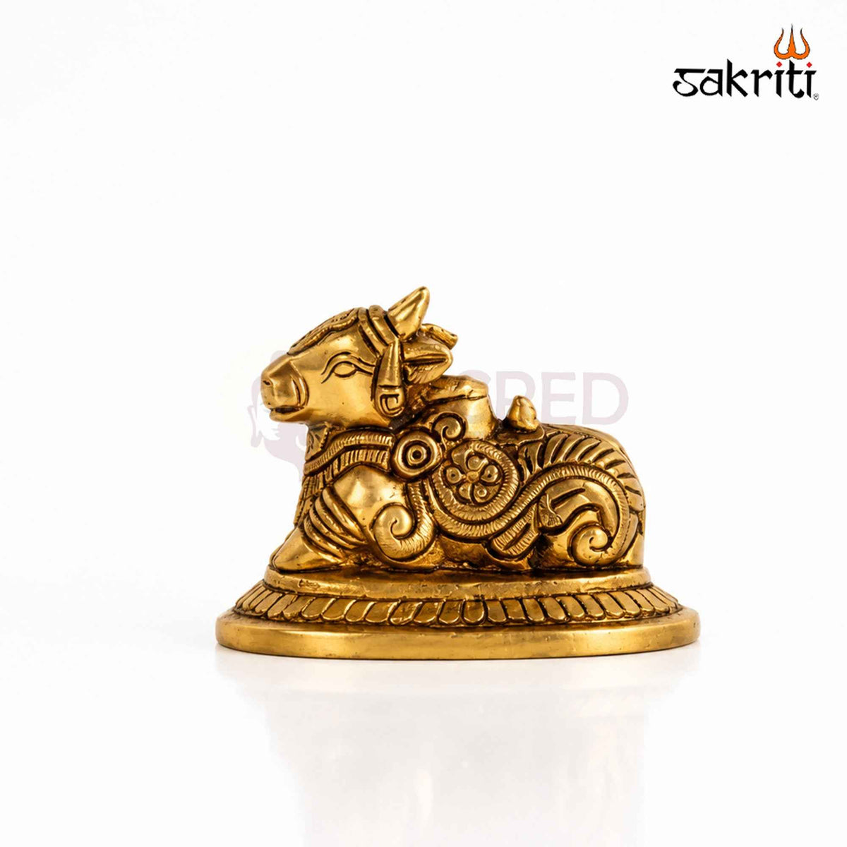 Brass Nandi Statue with Yellow Antique Finish – 2.2 Inch Traditional Devotional Figurine for Home Pooja