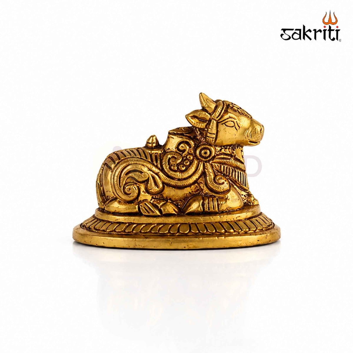 Brass Nandi Statue with Yellow Antique Finish – 2.2 Inch Traditional Devotional Figurine for Home Pooja