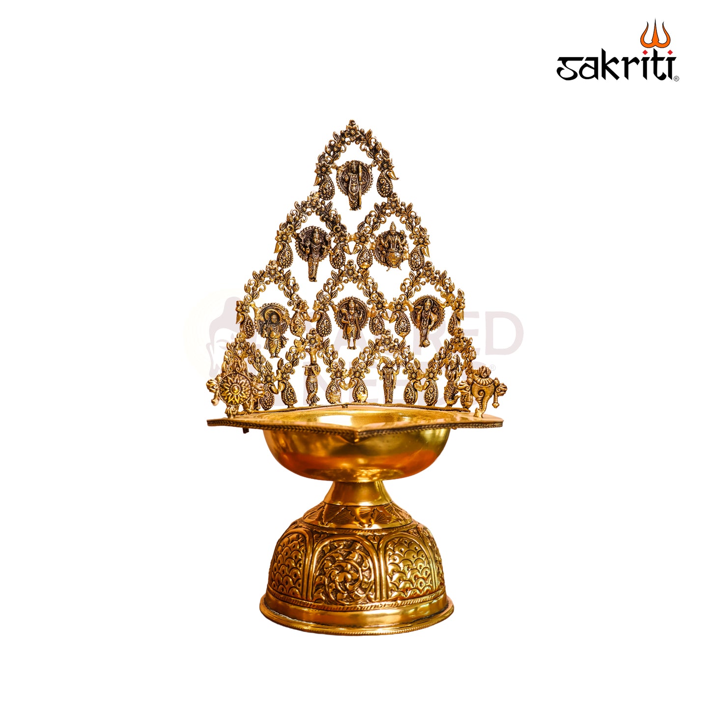 Brass Dasavatharam Vilakku – 13.8 Inch Traditional Pooja Lamp for Home Temple and Festive Decor