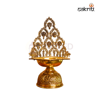 Brass Dasavatharam Vilakku – 13.8 Inch Traditional Pooja Lamp for Home Temple and Festive Decor